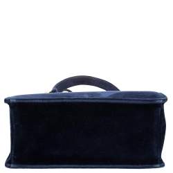 Pre Owned Prada Navy Blue Velvet Frame Top Handle Bag