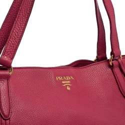 Pre Owned حقيبة يد برادا جيب جانبى جلد فيتالو ديانو وردية