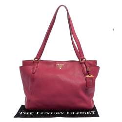 Pre Owned حقيبة يد برادا جيب جانبى جلد فيتالو ديانو وردية