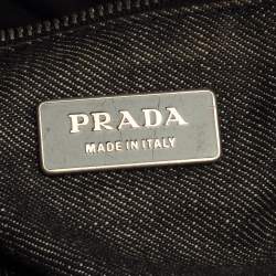 Pre Owned حقيبة هوبو برادا سحاب جلد و دنيم أسود