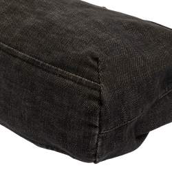 Pre Owned حقيبة هوبو برادا سحاب جلد و دنيم أسود