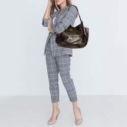 Pre Owned حقيبة هوبو برادا جيب جانبي جلد فيتيلو داينو ذهبي ميتاليك 