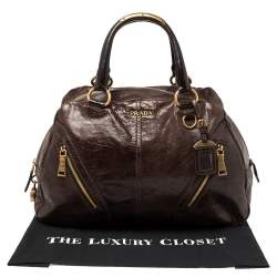 مملوكة مسبقًا Prada Dark Brown Vitello Shine Leather Bowler Bag