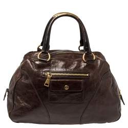 مملوكة مسبقًا Prada Dark Brown Vitello Shine Leather Bowler Bag