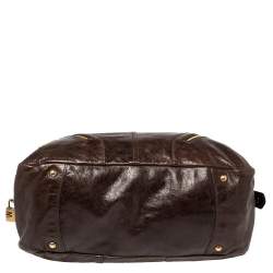 مملوكة مسبقًا Prada Dark Brown Vitello Shine Leather Bowler Bag