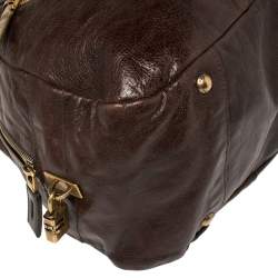 مملوكة مسبقًا Prada Dark Brown Vitello Shine Leather Bowler Bag