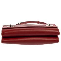 Pre Owned Prada Red Leather Double Shoulder Bag