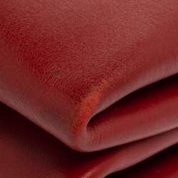 Pre Owned Prada Red Leather Double Shoulder Bag