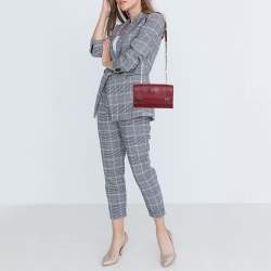 Pre Owned Prada Red Leather Double Shoulder Bag