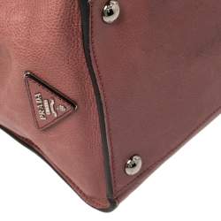 Pre Owned Prada Pink Glace Leather Twin Pocket Lock Tote