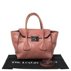 Pre Owned Prada Pink Glace Leather Twin Pocket Lock Tote