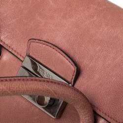 Pre Owned Prada Pink Glace Leather Twin Pocket Lock Tote