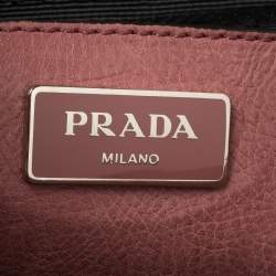 Pre Owned Prada Pink Glace Leather Twin Pocket Lock Tote