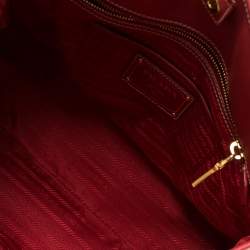 Pre Owned Prada Beige/Red Canvas and Leather Canapa Tote