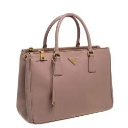 Pre Owned حقيبة يد برادا غاليريا جلد سافيانو لوكس وردية بسحاب مزدوج 