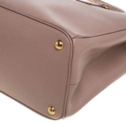 Pre Owned حقيبة يد برادا غاليريا جلد سافيانو لوكس وردية بسحاب مزدوج 