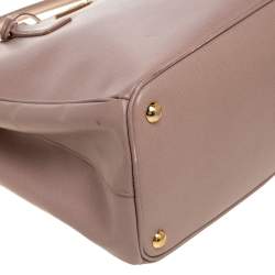 Pre Owned حقيبة يد برادا �غاليريا جلد سافيانو لوكس وردية بسحاب مزدوج 