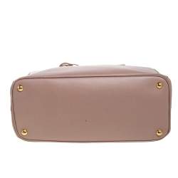 Pre Owned حقيبة يد برادا غاليريا جلد سافيانو لوكس وردية بسحاب مزدوج 