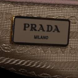 Pre Owned حقيبة يد برادا غاليريا جلد سافيانو لوكس وردية بسحاب مزدوج 