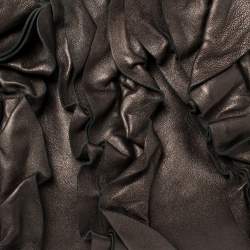 Pre Owned Prada Metallic Bronze Leather Ruffle Hobo Bag