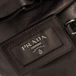 Pre Owned Prada Metallic Bronze Leather Ruffle Hobo Bag
