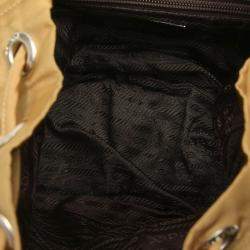 Pre Owned Prada Beige Nylon Tessuto Drawstring Backpack Bag