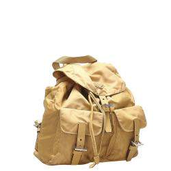 Pre Owned Prada Beige Nylon Tessuto Drawstring Backpack Bag