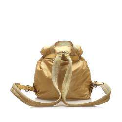 Pre Owned Prada Beige Nylon Tessuto Drawstring Backpack Bag
