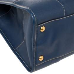 Pre Owned Prada Blue Saffiano Lux Leather Tote