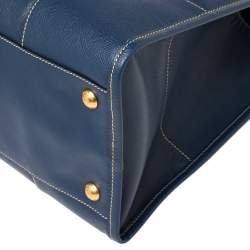 Pre Owned Prada Blue Saffiano Lux Leather Tote