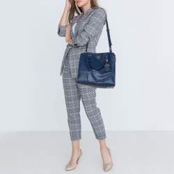 Pre Owned Prada Blue Saffiano Lux Leather Tote