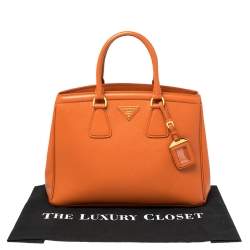 Pre Owned Prada Orange  Saffiano Lux Leather Parabole Tote Bag