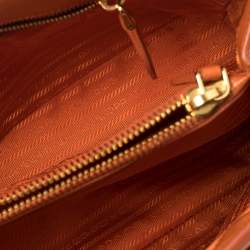 Pre Owned Prada Orange  Saffiano Lux Leather Parabole Tote Bag