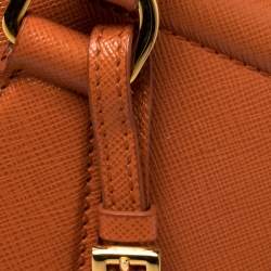 Pre Owned Prada Orange  Saffiano Lux Leather Parabole Tote Bag