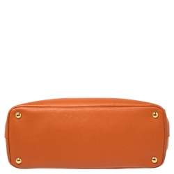 Pre Owned Prada Orange  Saffiano Lux Leather Parabole Tote Bag