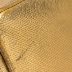 Pre Owned Prada Metallic Gold Saffiano Lux Leather Medium Double Zip Tote