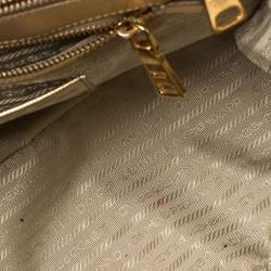 Pre Owned Prada Metallic Gold Saffiano Lux Leather Medium Double Zip Tote
