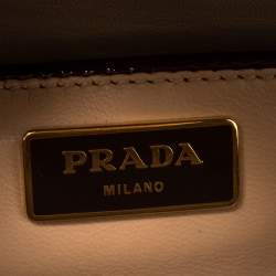 Pre Owned Prada Burgundy Saffiano Vernice Leather Pyramid Frame Satchel