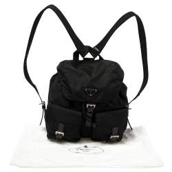 Pre Owned Prada Black Nylon Double Pocket Backpack
