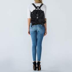 Pre Owned Prada Black Nylon Double Pocket Backpack