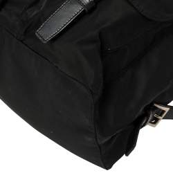 Pre Owned Prada Black Nylon Double Pocket Backpack