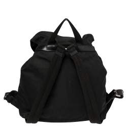 Pre Owned Prada Black Nylon Double Pocket Backpack