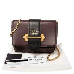 Pre Owned Prada Burgundy/Black Leather Cahier Belt Bag