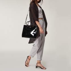 Pre Owned Prada Black/Red Patent Leather Parabole Tote