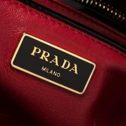 Pre Owned Prada Black/Red Patent Leather Parabole Tote