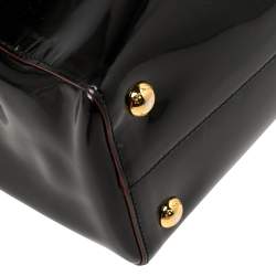 Pre Owned Prada Black/Red Patent Leather Parabole Tote