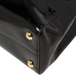 Pre Owned Prada Black/Red Patent Leather Parabole Tote