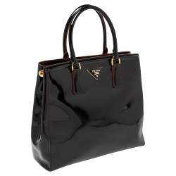 Pre Owned Prada Black/Red Patent Leather Parabole Tote