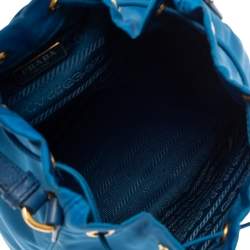 Pre Owned Prada Two Tone Blue Nylon Duet Drawstring Shoulder Bag