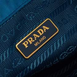 Pre Owned Prada Two Tone Blue Nylon Duet Drawstring Shoulder Bag
